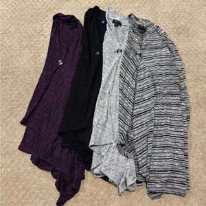 AB Studio Women’s Bundle of 4 Button Poncho Sweaters